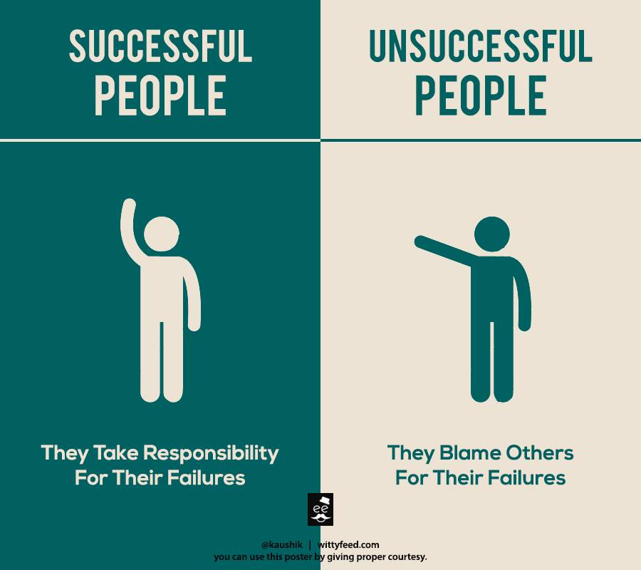 Succesful people take responsibility for their failure