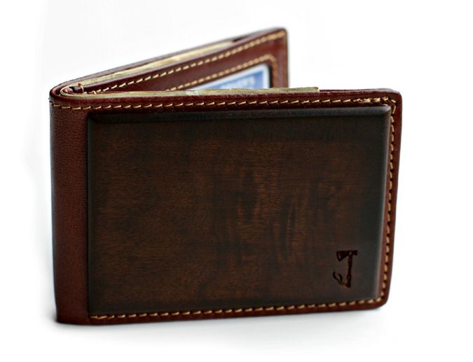 Walnut Wood and Leather Wallet