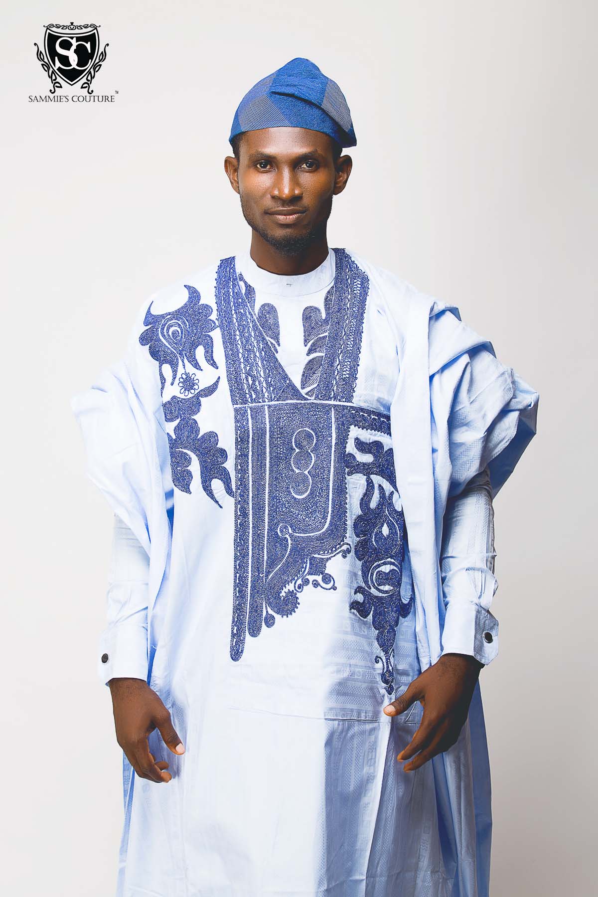 blue tradtitional native wear- light blue and dark blue