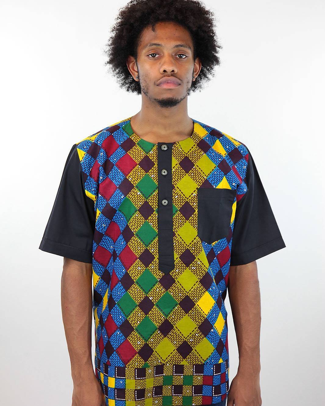 male ankara geometric design shirt