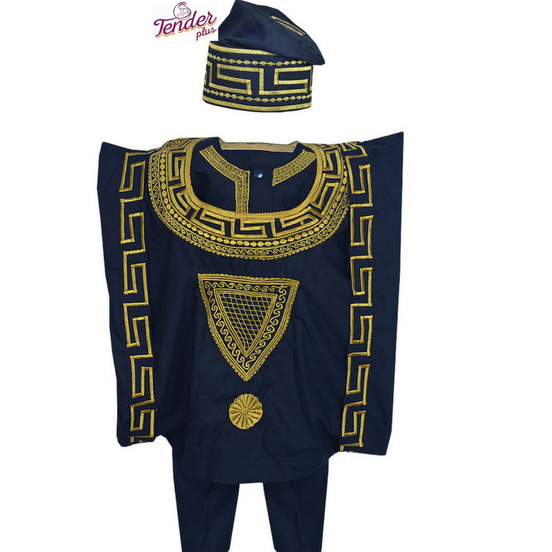 gold and blue versace design agbada