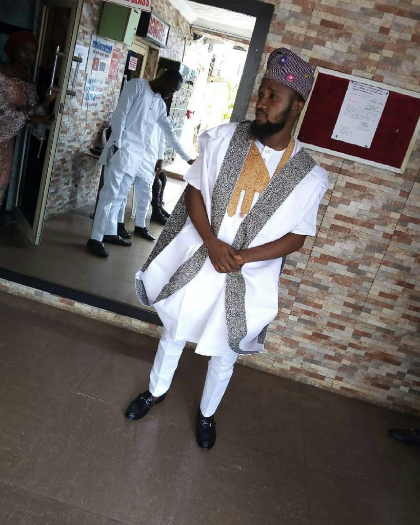 white gold and brown agbada style