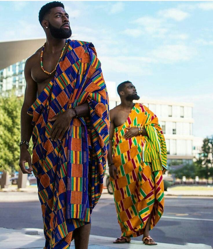 2 ghanian men in Kente Fabric